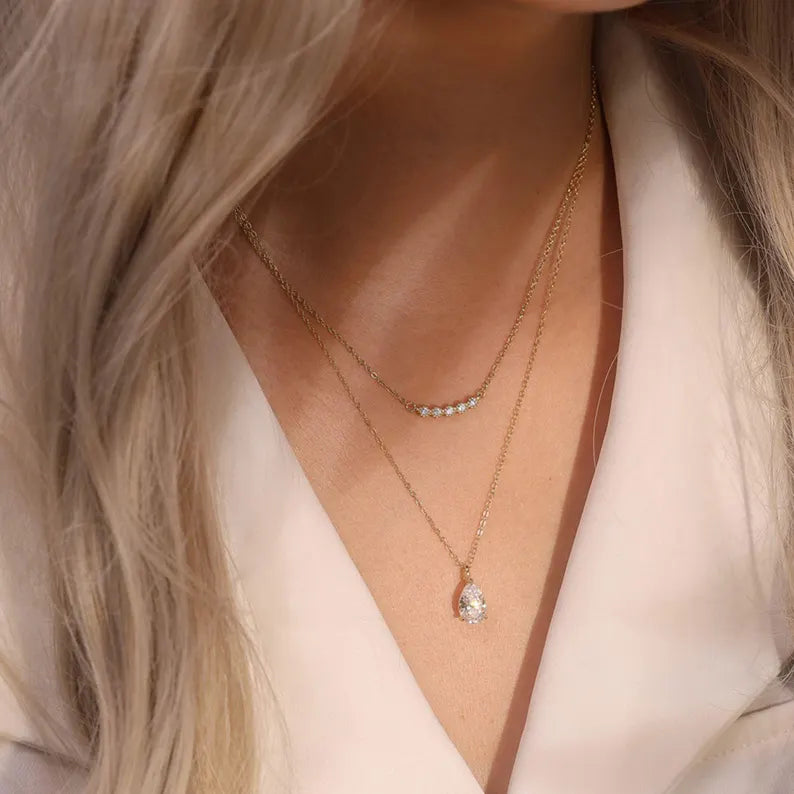 Pear Pedant Moissanite Sliver