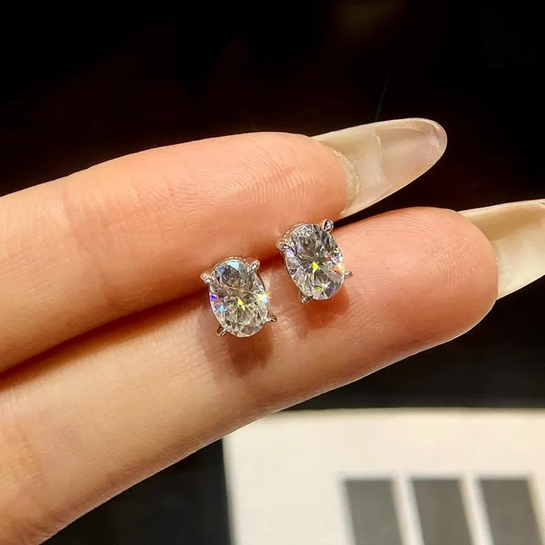 Moissanite Stud Earrings in Silver