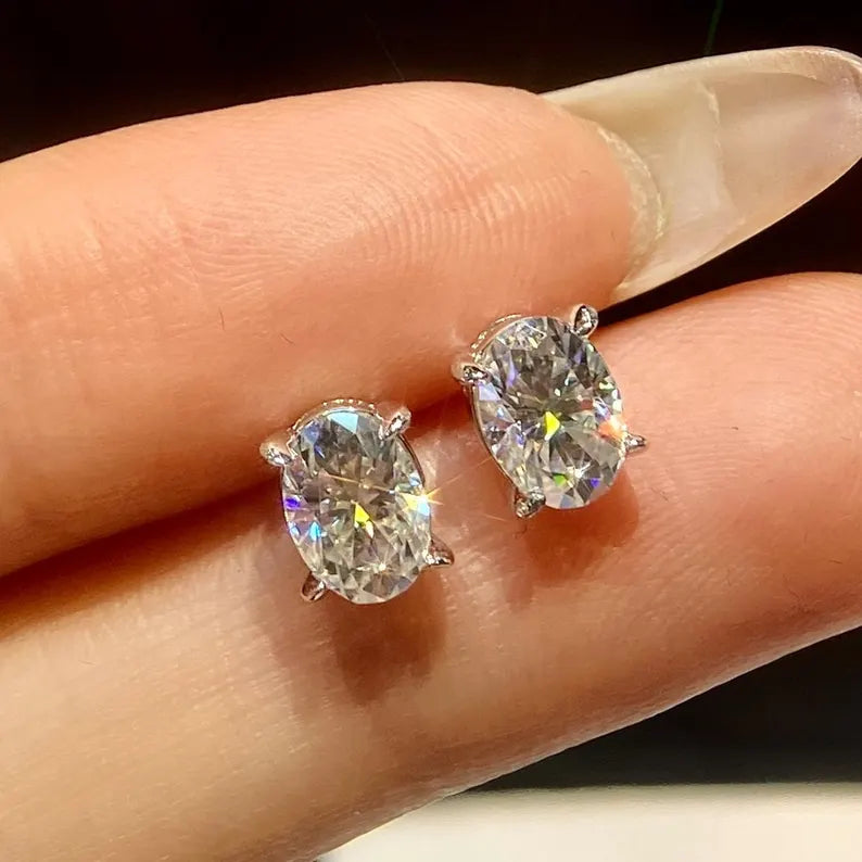 Moissanite Stud Earrings in Silver